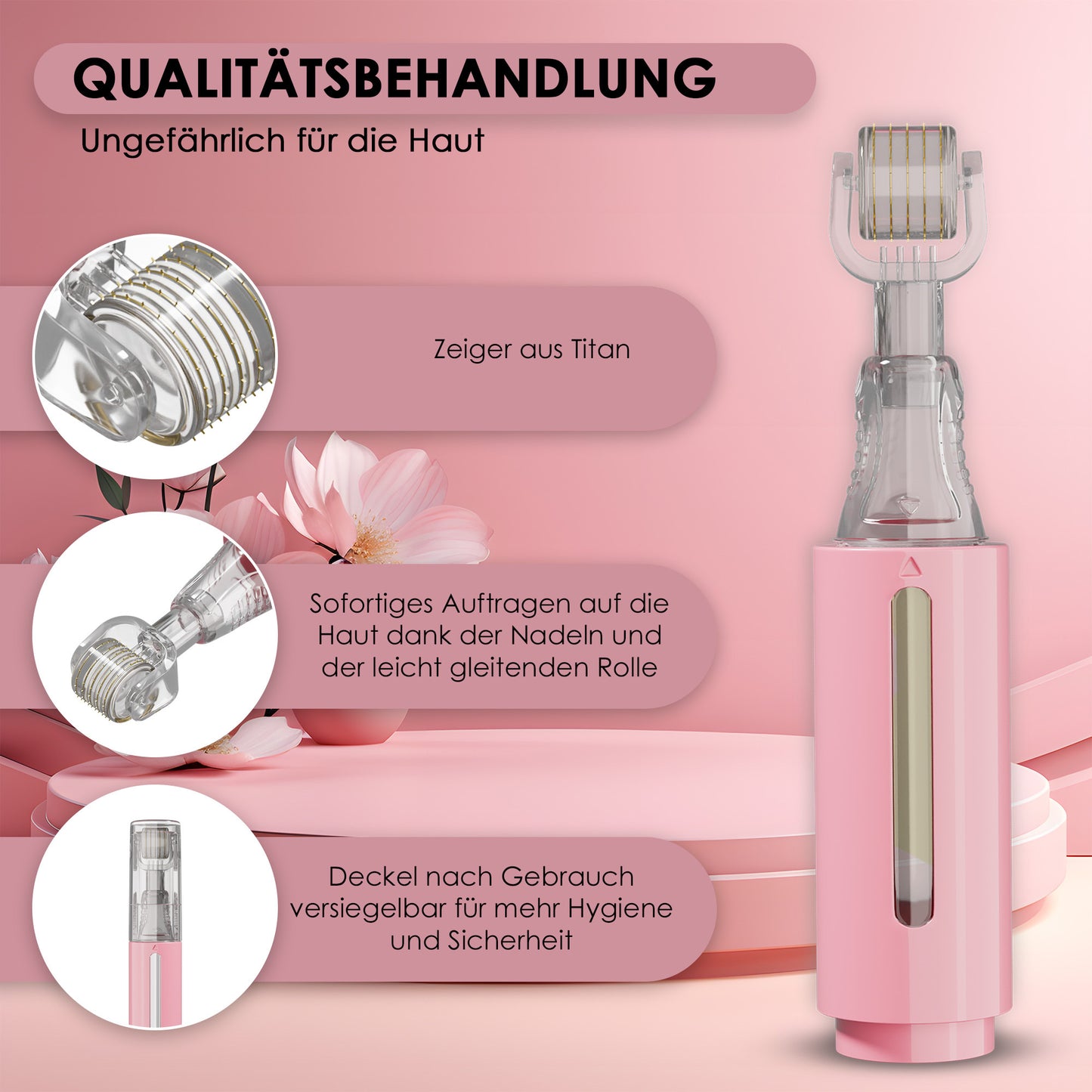 Derma roller mit Serumtank, rosa 0,25 mm